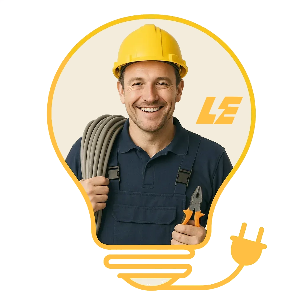 Professional electrician performing installation in London commercial building.