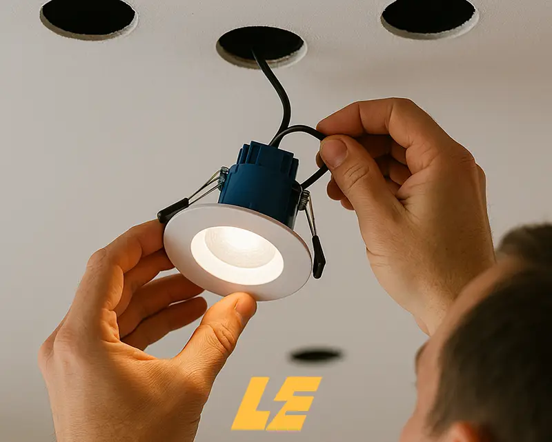 Indoor LED downlights installed by a certified London electrician