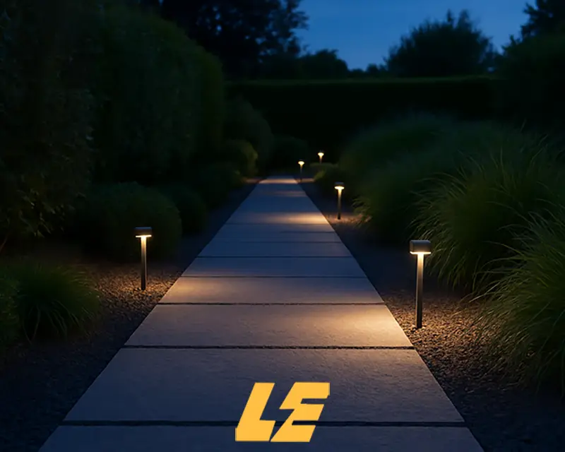 LED garden path lighting installed in a London home