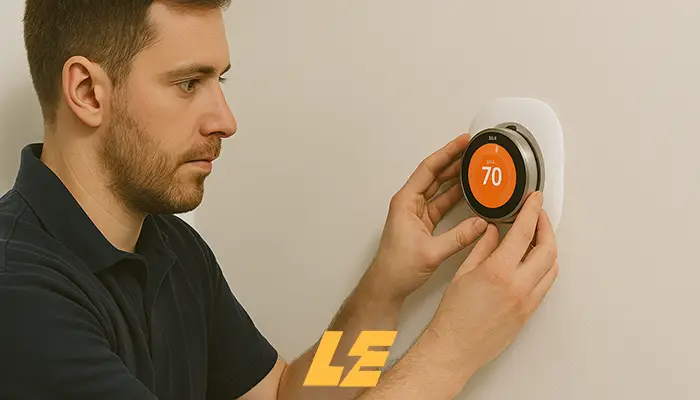 Certified electrician fitting Google Nest thermostat in Camden home