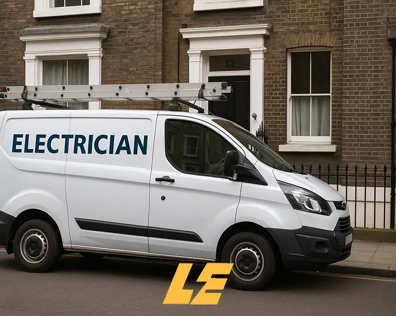 Local electrician van ready for service calls in central London
